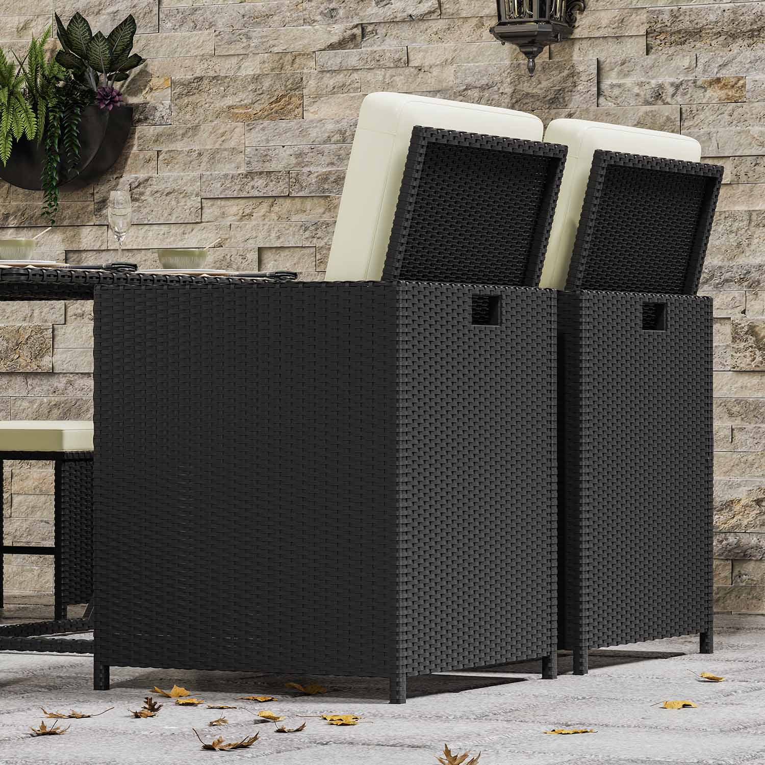 9 Pieces Rattan Garden Furniture Set with 1 Rattan Dining Table and 4 Rattan Chairs