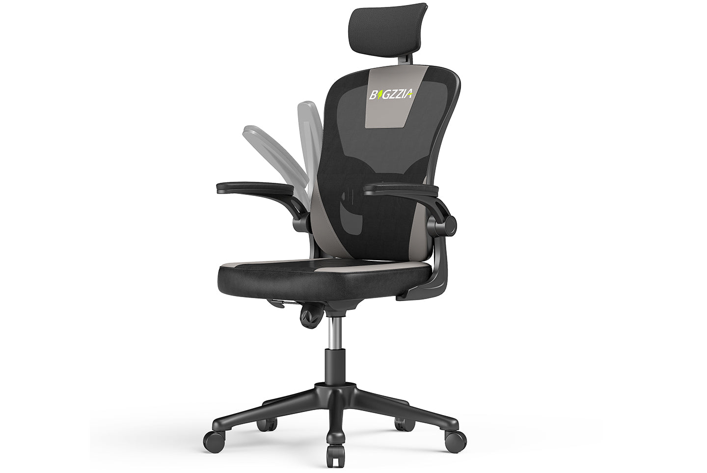 Product photograph of Ergonomic Chairs Computer Desk Chair With Adjustable Headrest Fold-up Armrest Office Gaming Chair Grey Black from RattanTree