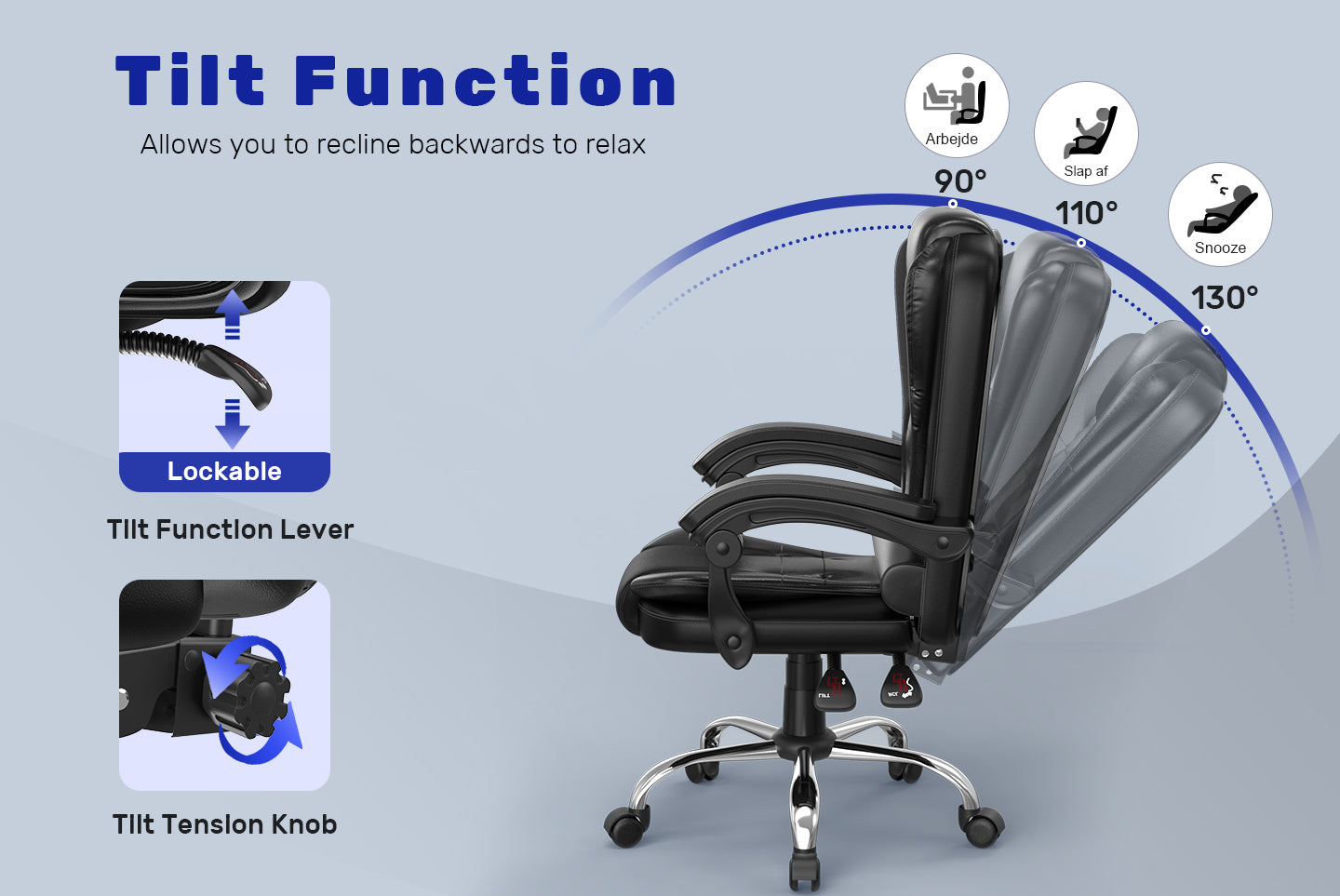Ergonomic Executive Office Chair PU Leather High Back Computer Desk Ch ...