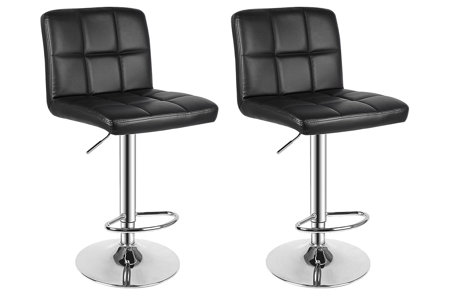 Modern Bar Stool Set of 2 PU Leather Swivel Height Adjustable with Backrest for Breakfast Bar, Kitchen