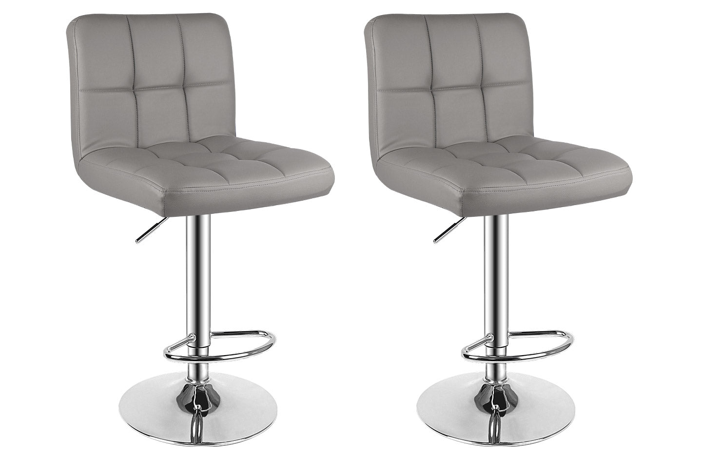 Modern Bar Stool Set of 2 PU Leather Swivel Height Adjustable with Backrest for Breakfast Bar, Kitchen