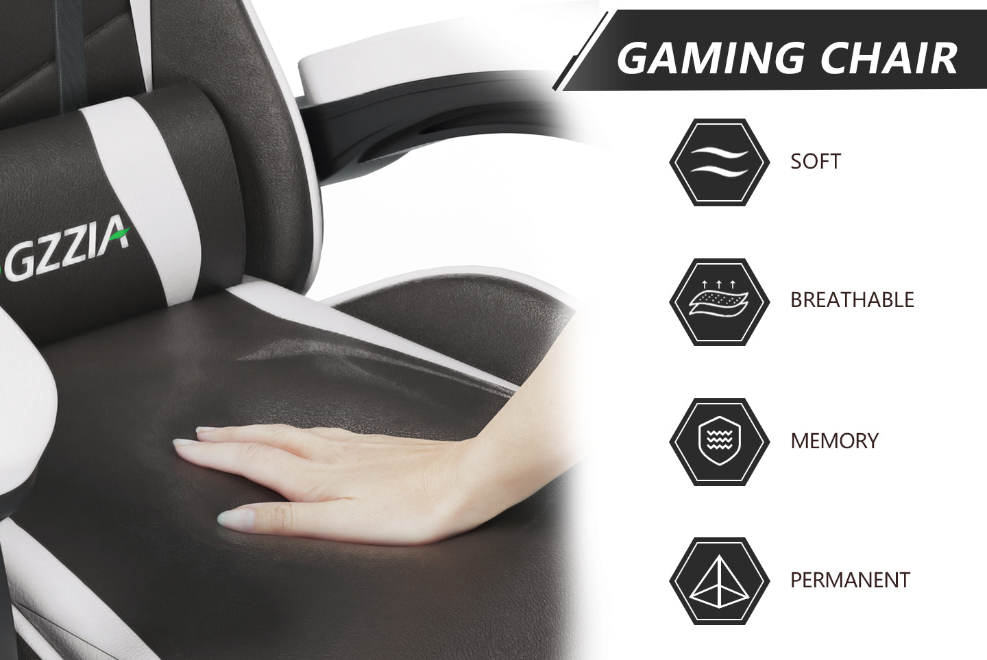 Gaming Chair Ergonomic Design with Headrest and Lumbar Pillow Rotatable Home PU Leather Office Chair