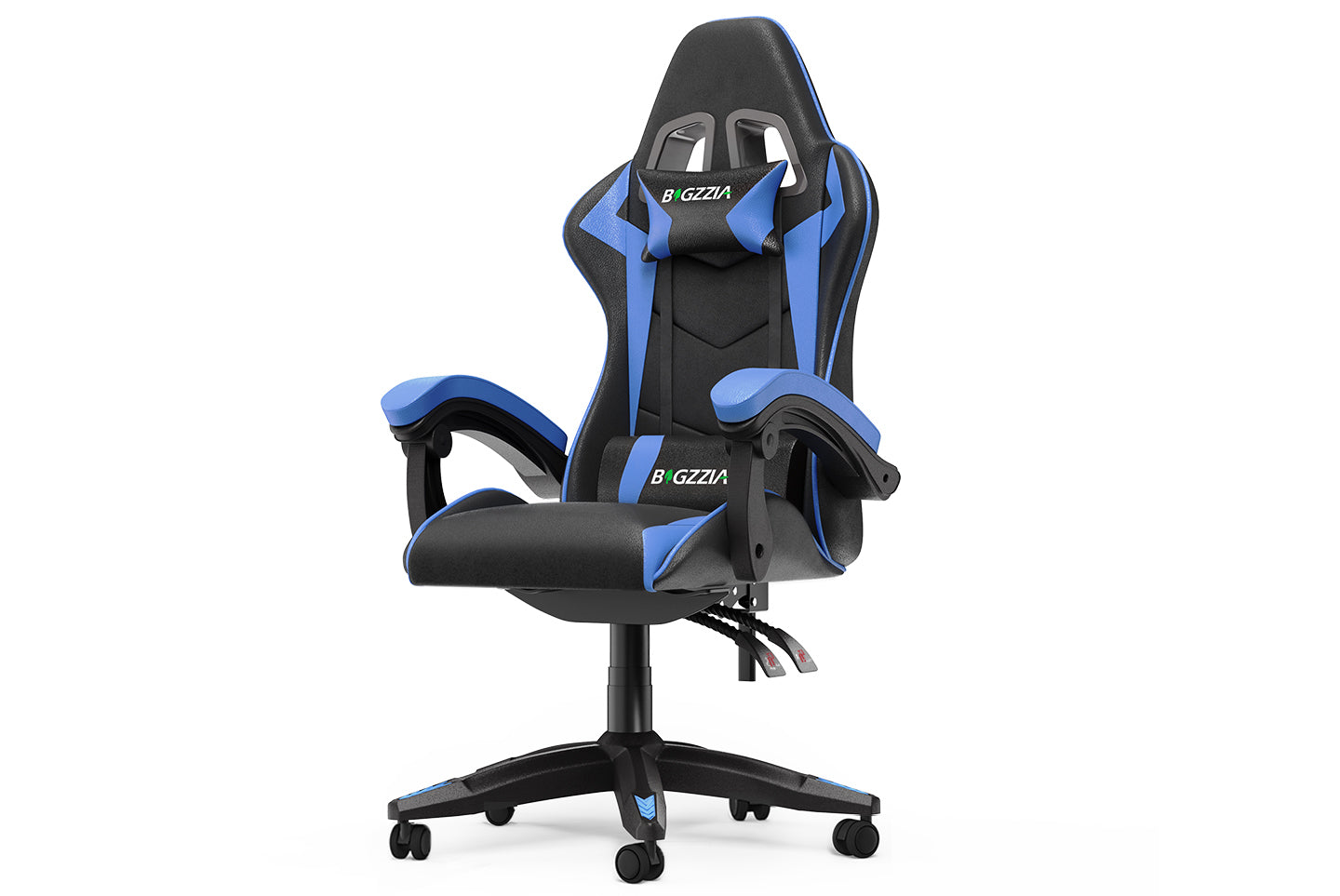 Ergonomic Gaming Chair with Headrest and Lumbar Pillow Rotatable Home PU Leather Office Chair Black/Blue