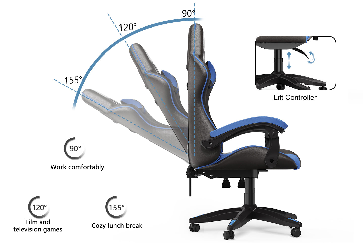 Gaming Chair Ergonomic Design with Headrest and Lumbar Pillow Rotatable Home PU Leather Office Chair