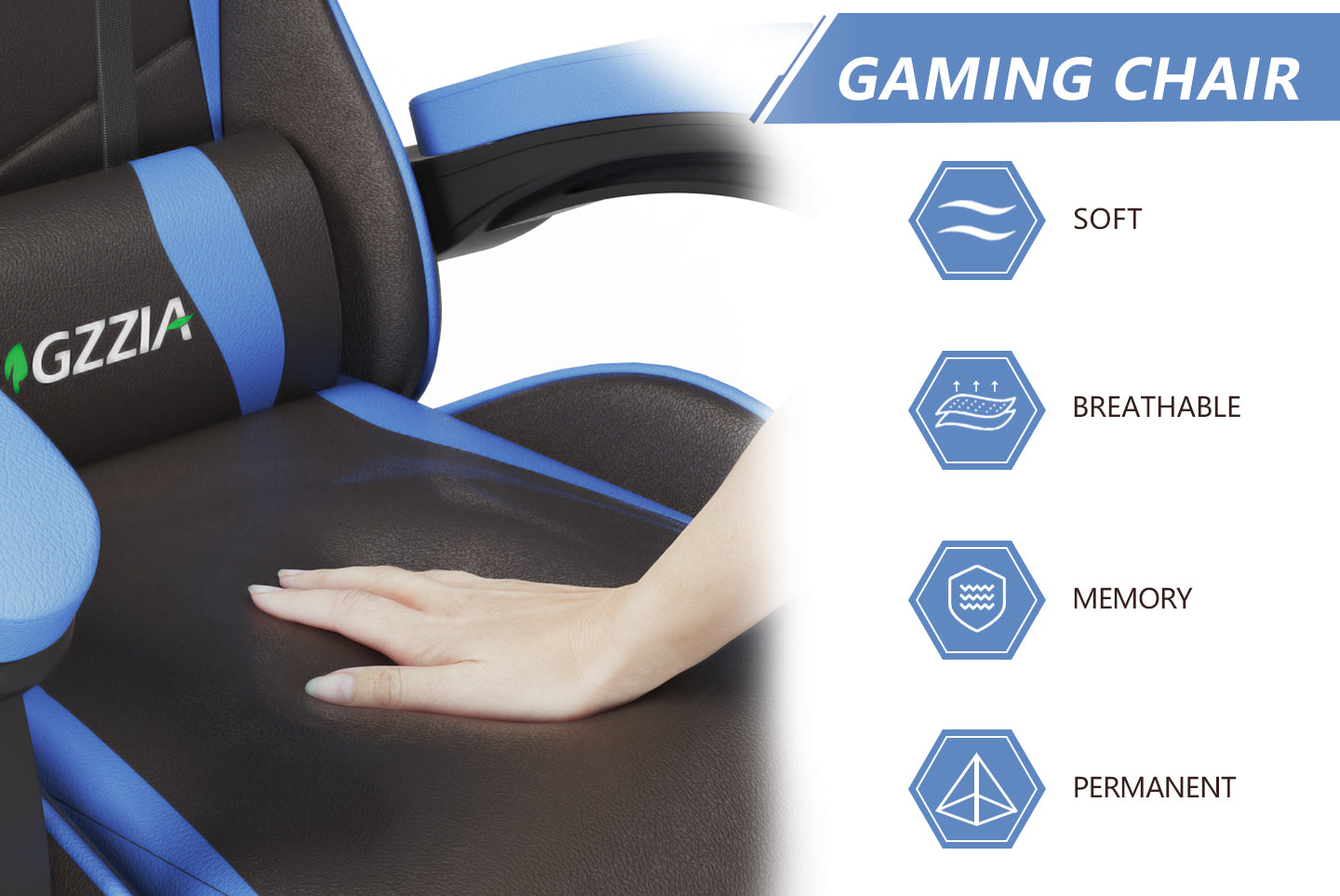 Gaming Chair Ergonomic Design with Headrest and Lumbar Pillow Rotatable Home PU Leather Office Chair