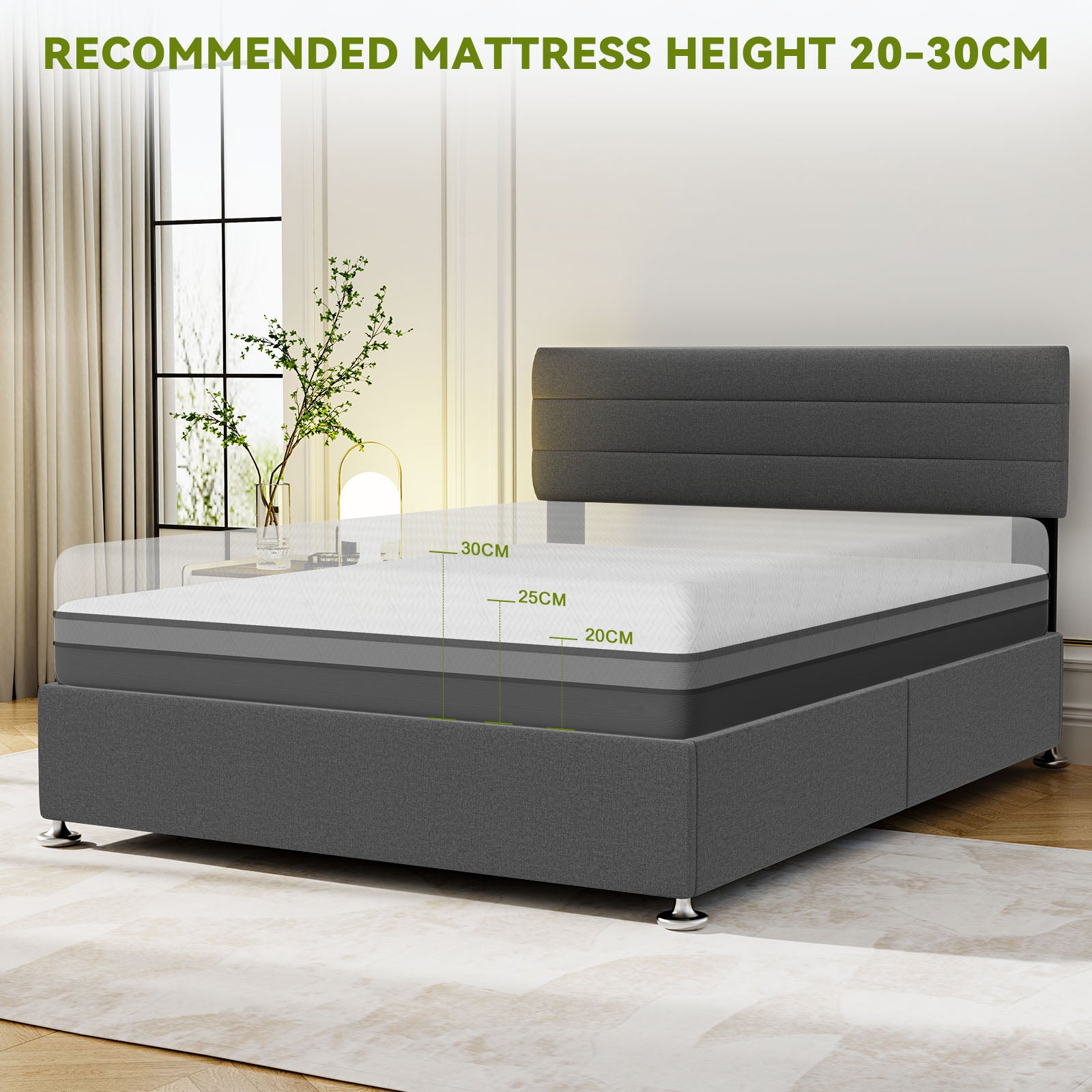 Divan Base Bed Frame With Headboard - No Mattress, No Storage