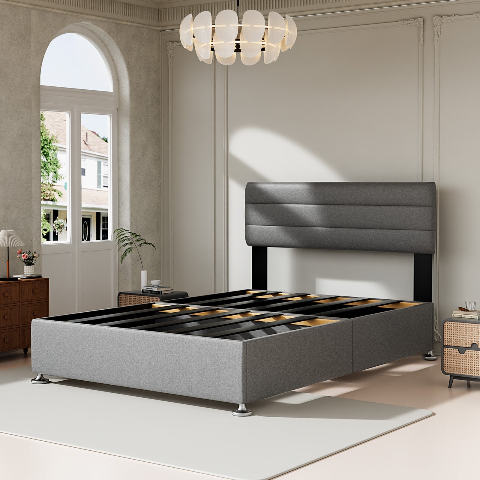 Divan Base Bed Frame With Headboard - No Mattress, No Storage