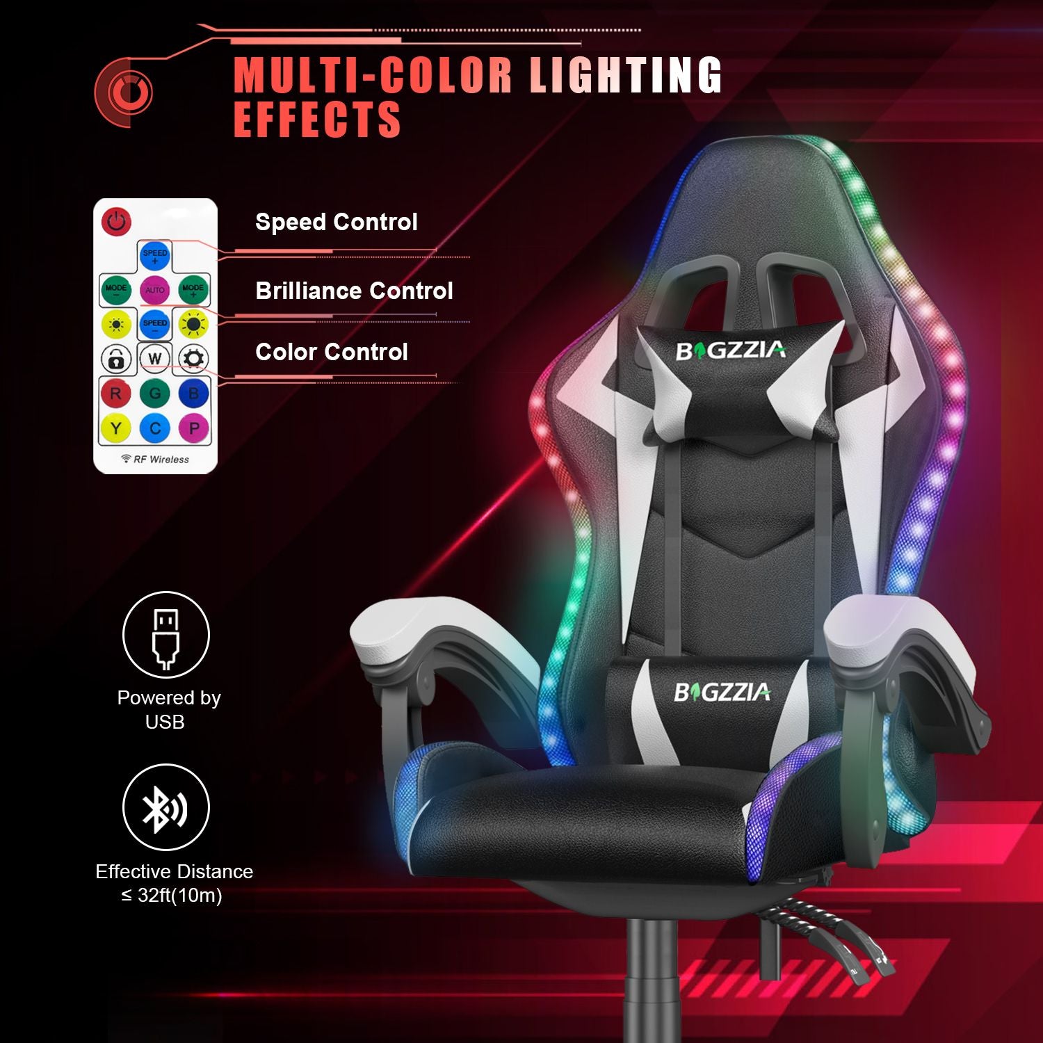 Ergonomic Gaming Chair 155° Reclining Swivel Chair with Headrest, Lumbar Support PU Leather Office Chair