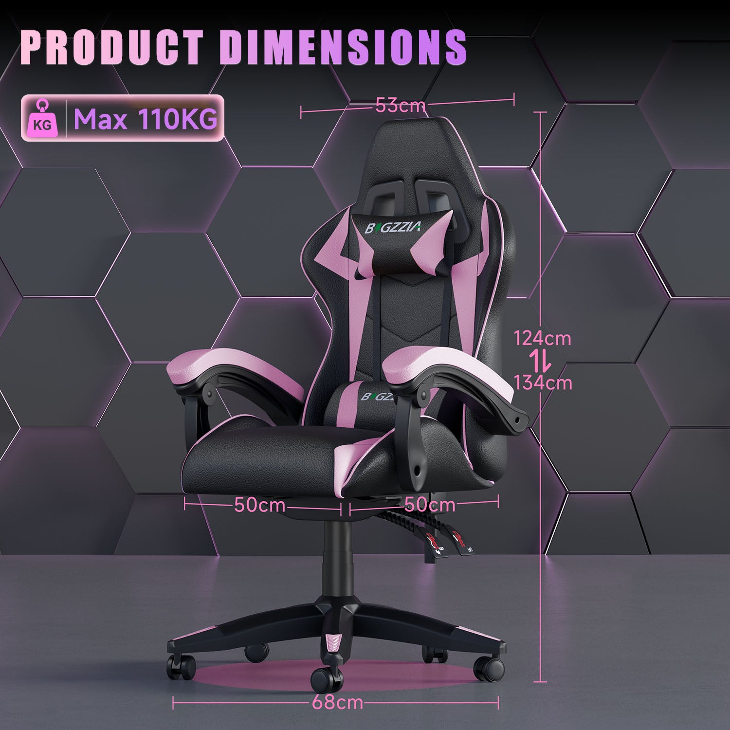 Gaming Chair Ergonomic Design with Headrest and Lumbar Pillow Rotatable Home PU Leather Office Chair