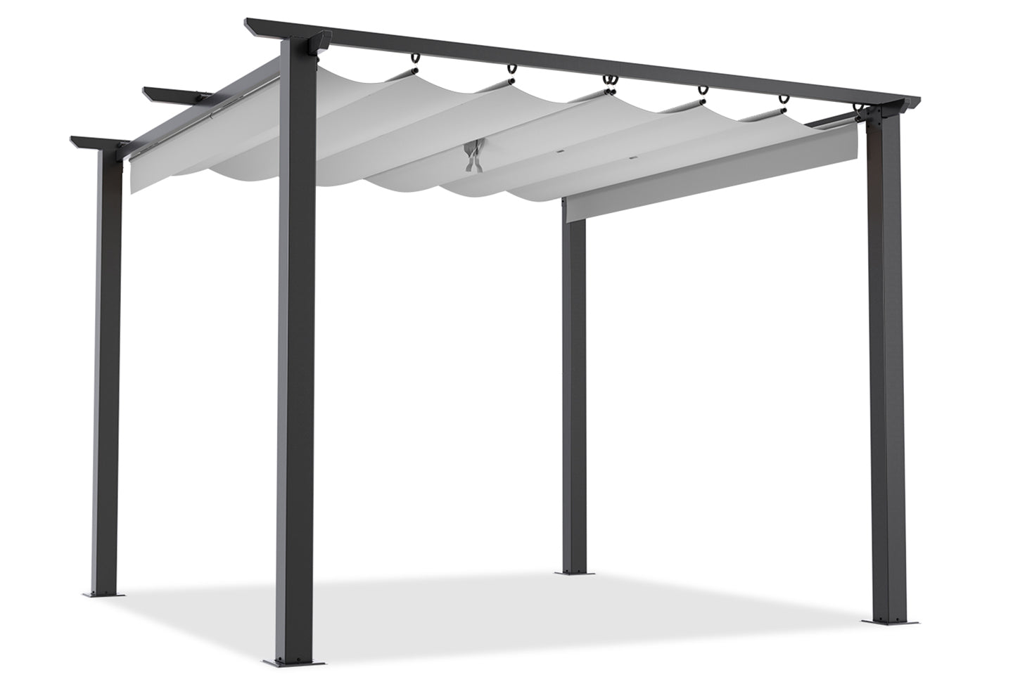 3x3M Outdoor Retractable Pergola with Canopy Patio Metal Shelter for Garden Gazebo Grey