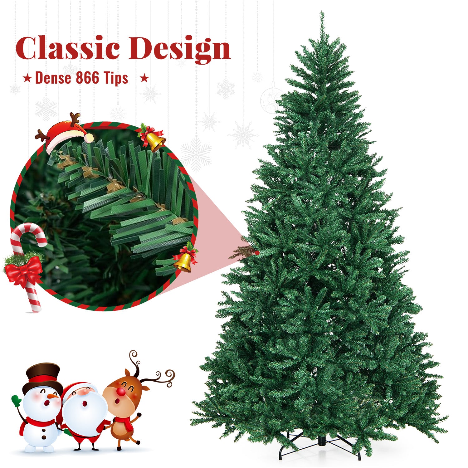 Artificial Christmas Tree Foldable Flocked Trees with Metal Stand Xmas Decoration