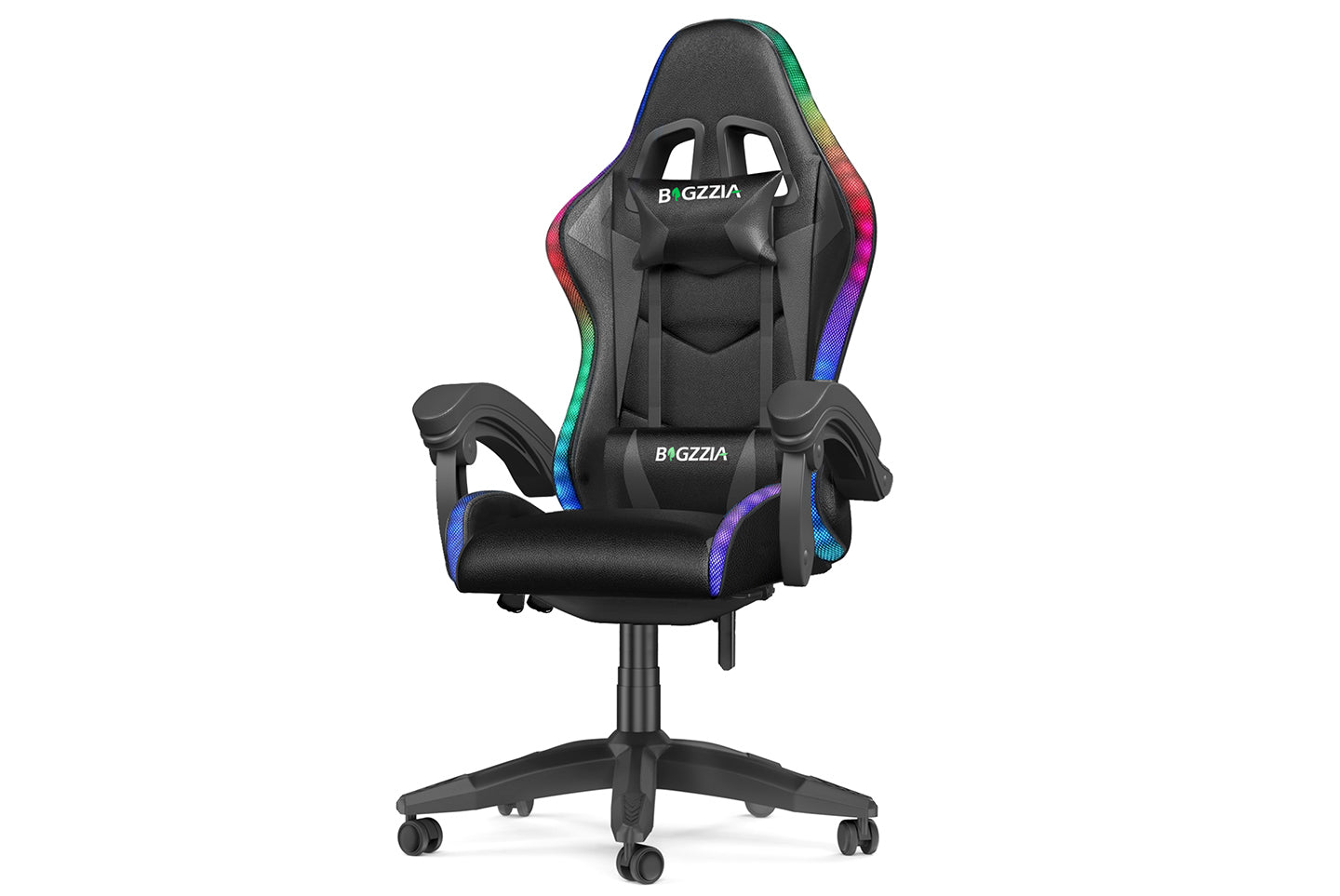 Ergonomic Gaming Chair 155° Reclining Swivel Chair with Headrest, Lumbar Support PU Leather Office Chair
