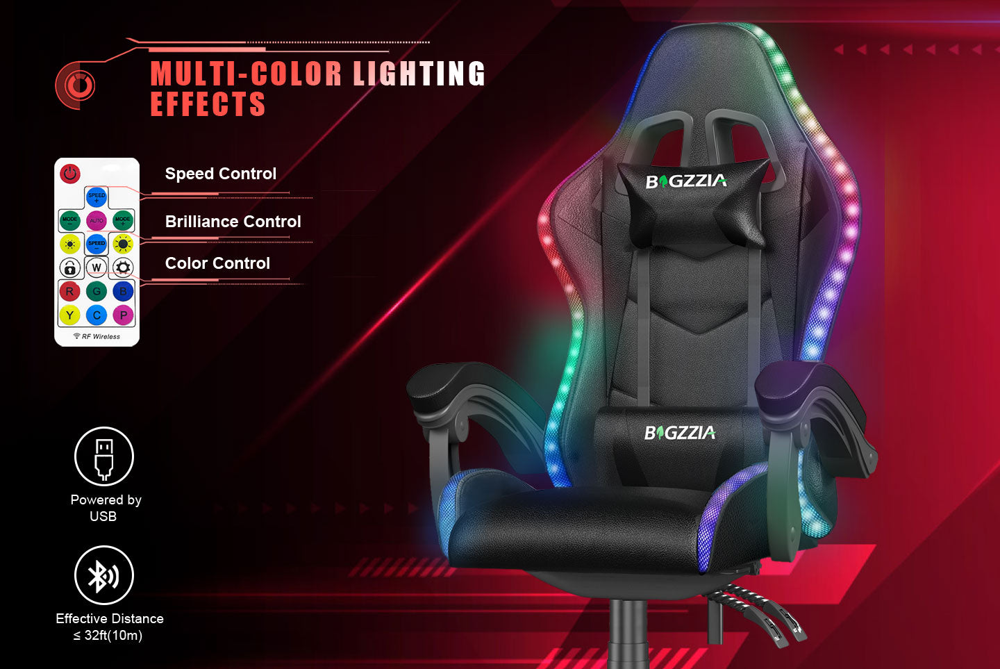 Ergonomic Gaming Chair 155° Reclining Swivel Chair with Headrest, Lumbar Support PU Leather Office Chair