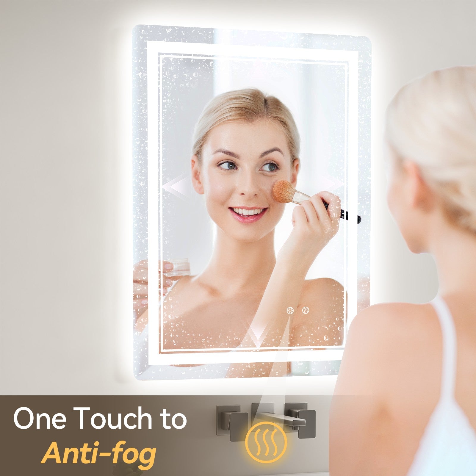 LED Bathroom Mirror with Anti-Fog, 3-Color Dimmable Lights, Memory Function, Horizontal/Vertical