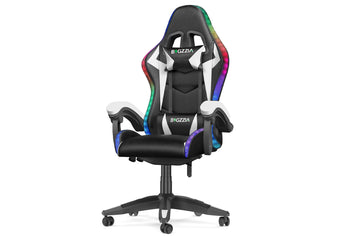 Ergonomic Gaming Chair with RGB LED Lights, Reclining, Headrest and Lumbar Support Racing Style
