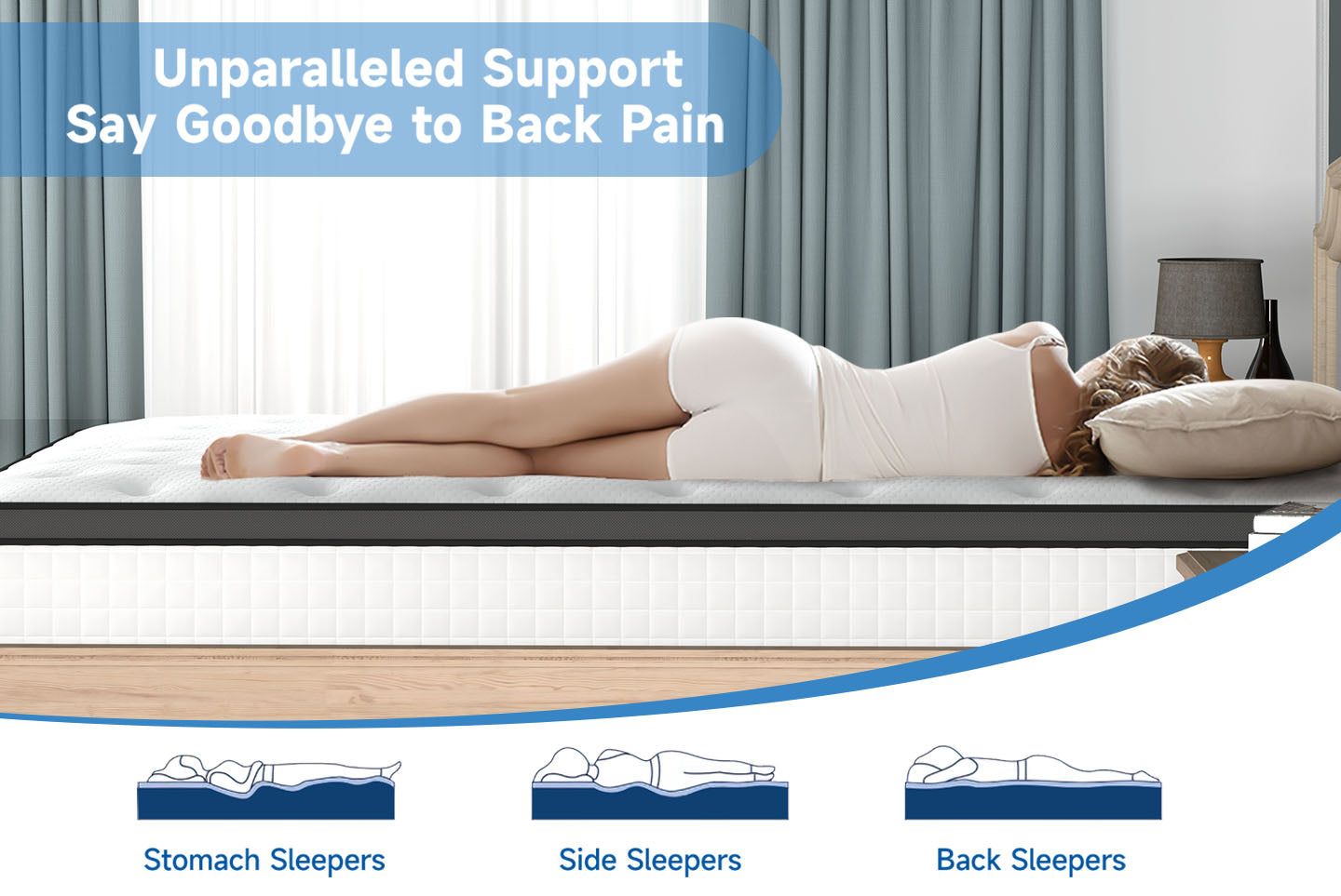 25CM Pocket Sprung Mattress with Anti-mite Fabric and Wave Memory Foam, Spring Hybrid Mattress-Medium Firm