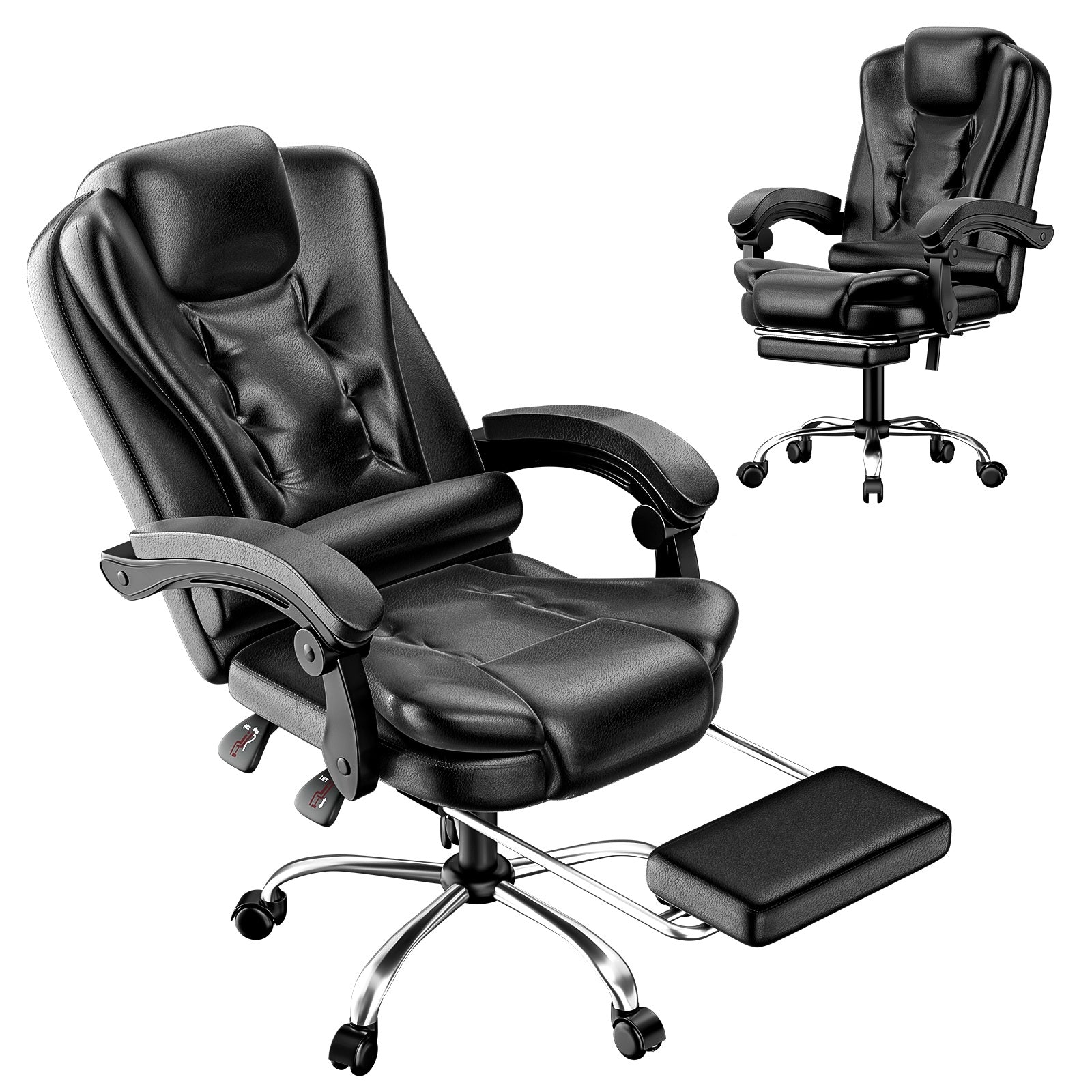 Ergonomic Executive Office Chair PU Leather High Back Computer Desk Chair with Reclining Tilt Function for Home Office Working