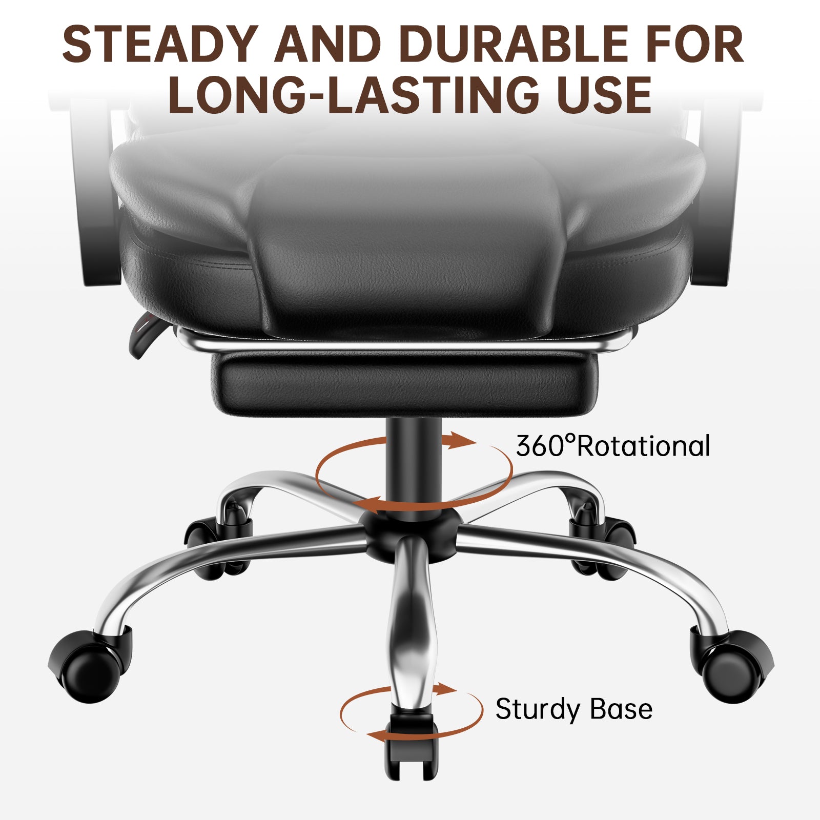Ergonomic Executive Office Chair PU Leather High Back Computer Desk Chair with Reclining Tilt Function for Home Office Working