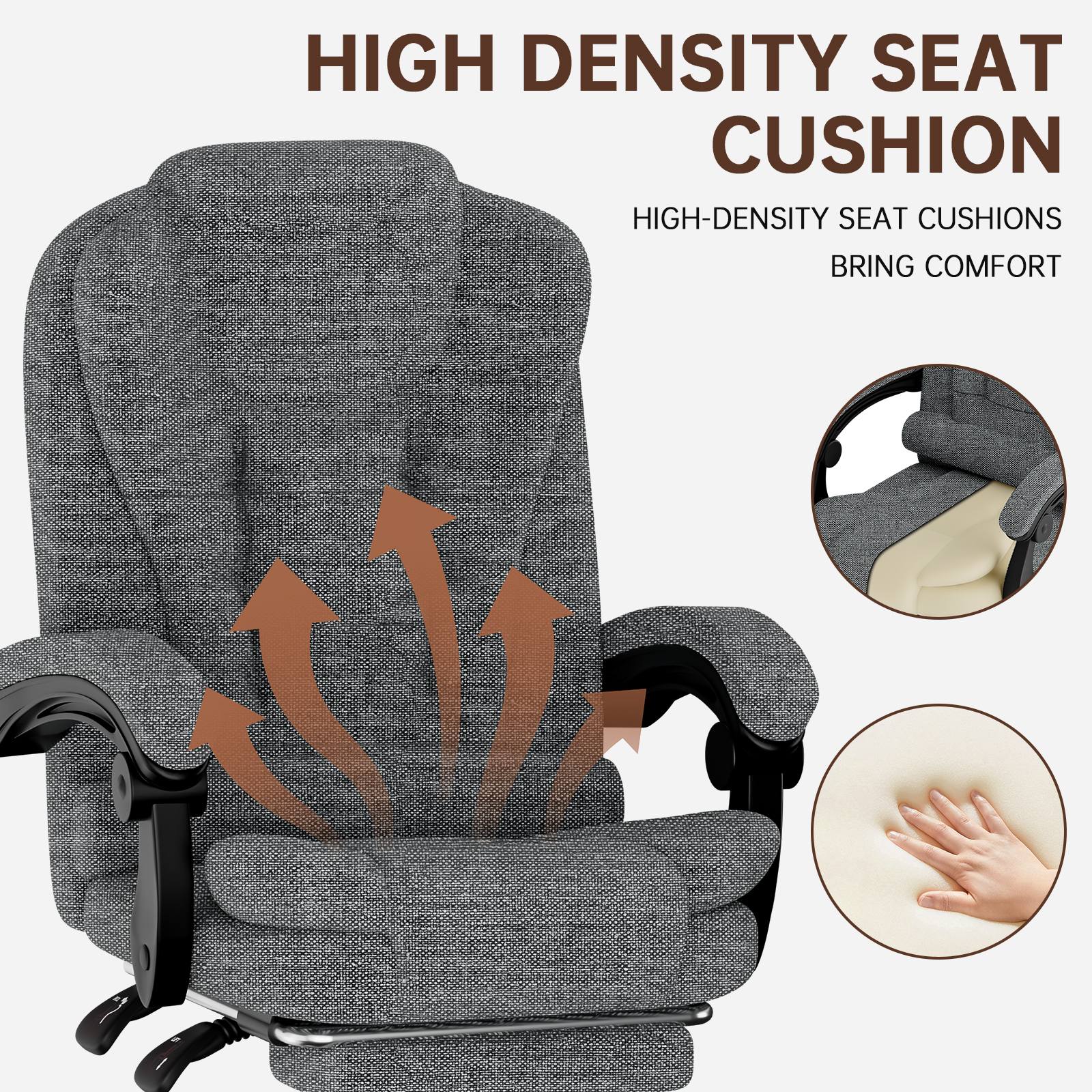 Ergonomic Executive Office Chair PU Leather High Back Computer Desk Chair with Reclining Tilt Function for Home Office Working