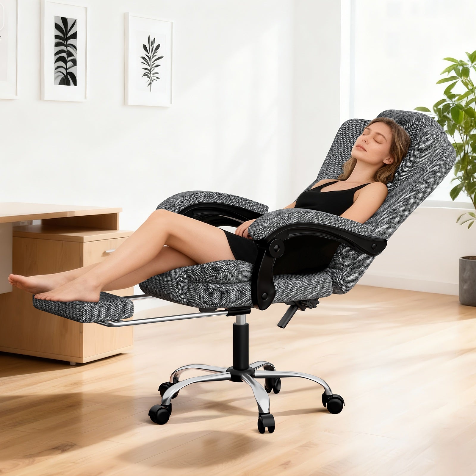 Ergonomic Executive Office Chair PU Leather High Back Computer Desk Chair with Reclining Tilt Function for Home Office Working