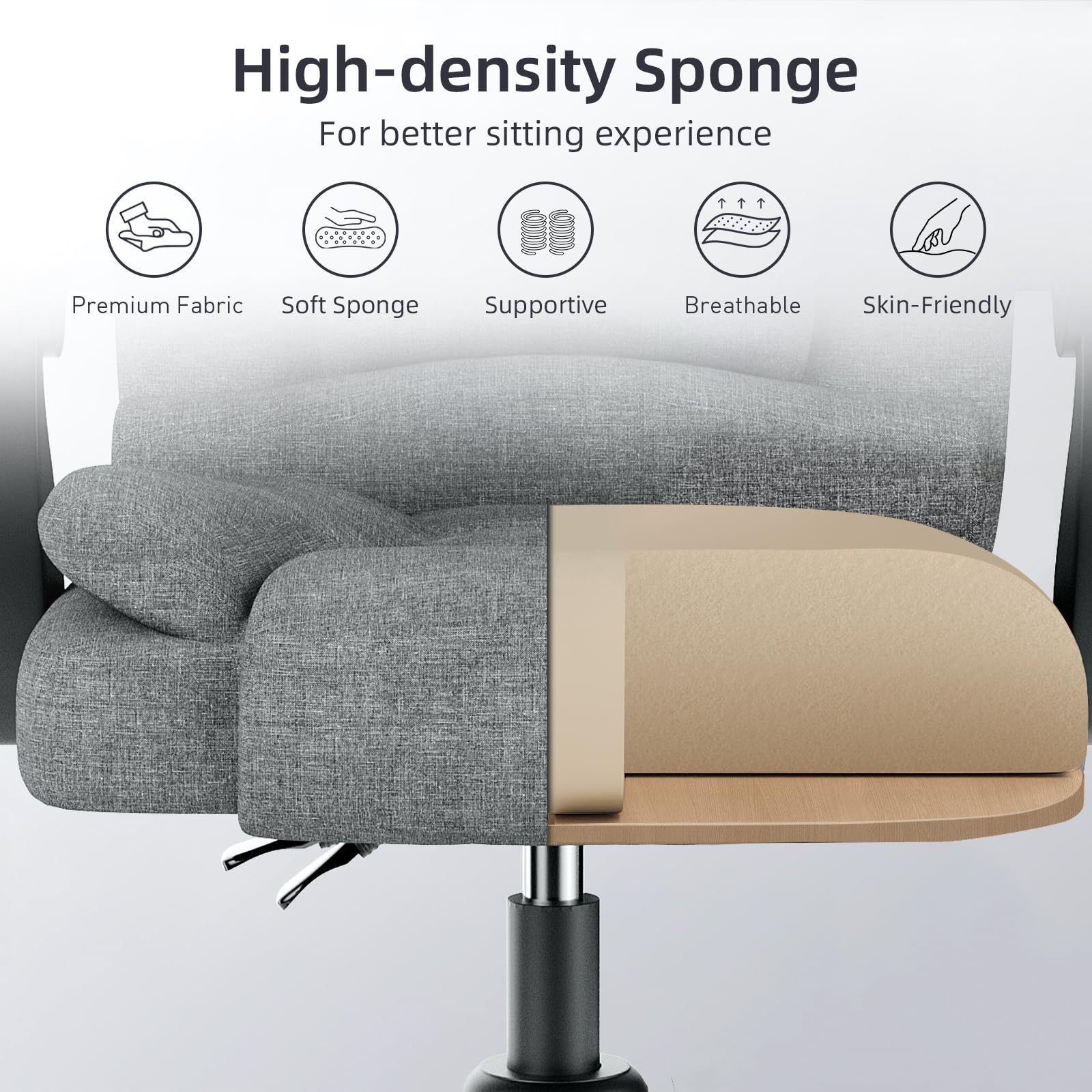 Ergonomic Executive Office Chair PU Leather High Back Computer Desk Chair with Reclining Tilt Function for Home Office Working