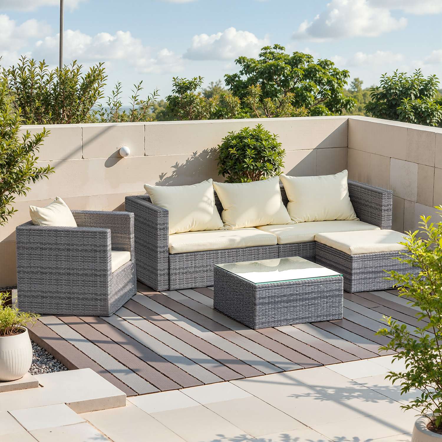 Garden Furniture Rattan Modular Corner Sofa Set 5 Seats  (2026 New Version)