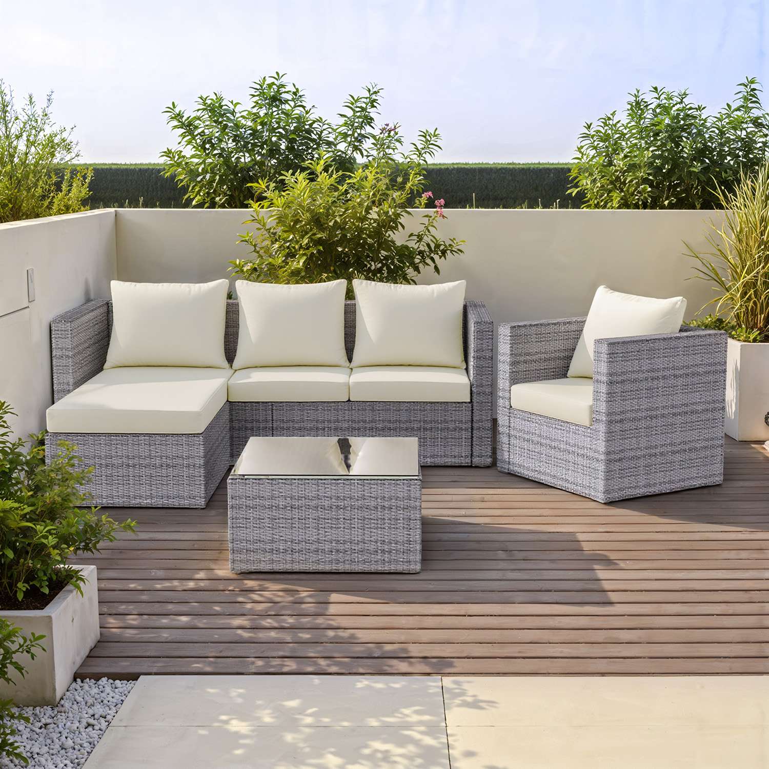 Garden Furniture Rattan Modular Corner Sofa Set 5 Seats  (2026 New Version)