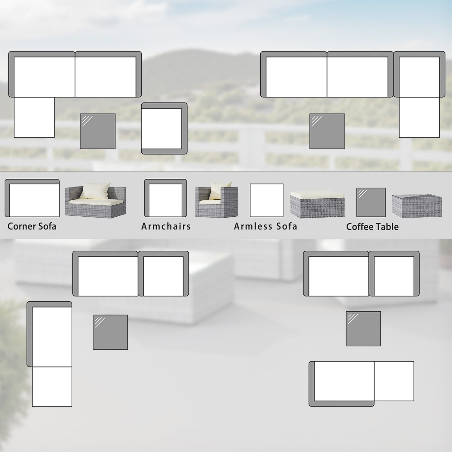 Garden Furniture Rattan Modular Corner Sofa Set 5 Seats  (2026 New Version)