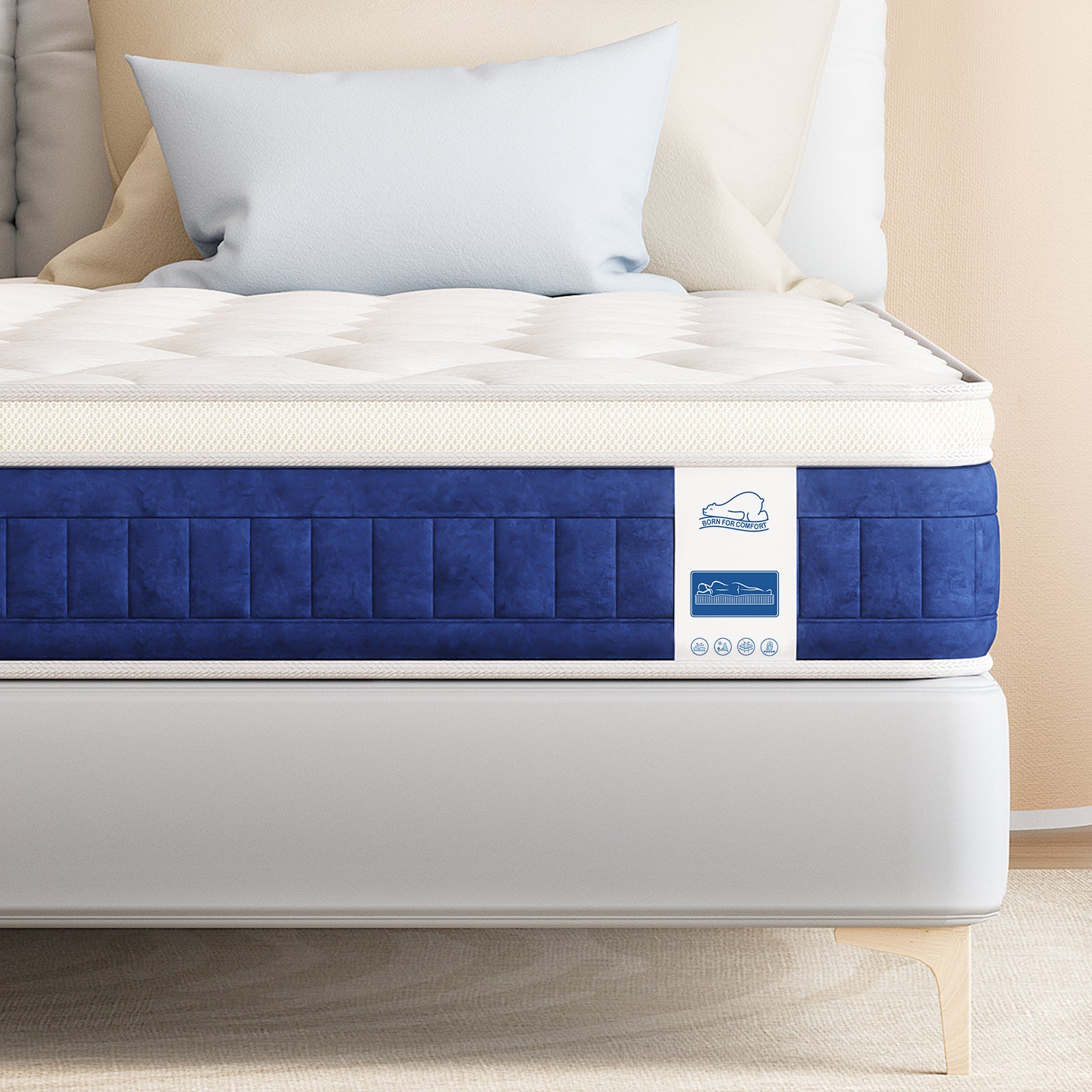 Gel Memory Foam Mattress 25CM Pocket Sprung Hybrid Mattress with Breathable Soft Fabric, Medium Firm