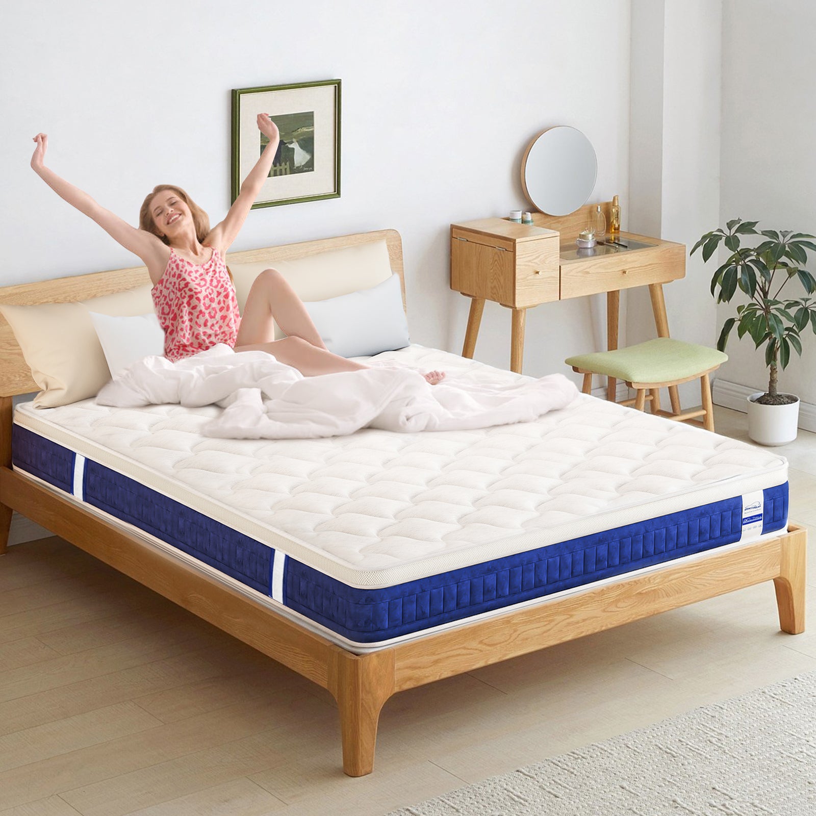 Gel Memory Foam Mattress 25CM Pocket Sprung Hybrid Mattress with Breathable Soft Fabric, Medium Firm