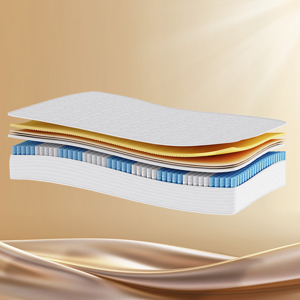 25CM Memory Foam Pocket Spring Mattress Hybrid Mattresses Medium Firm with Breathable Knitted Fabric