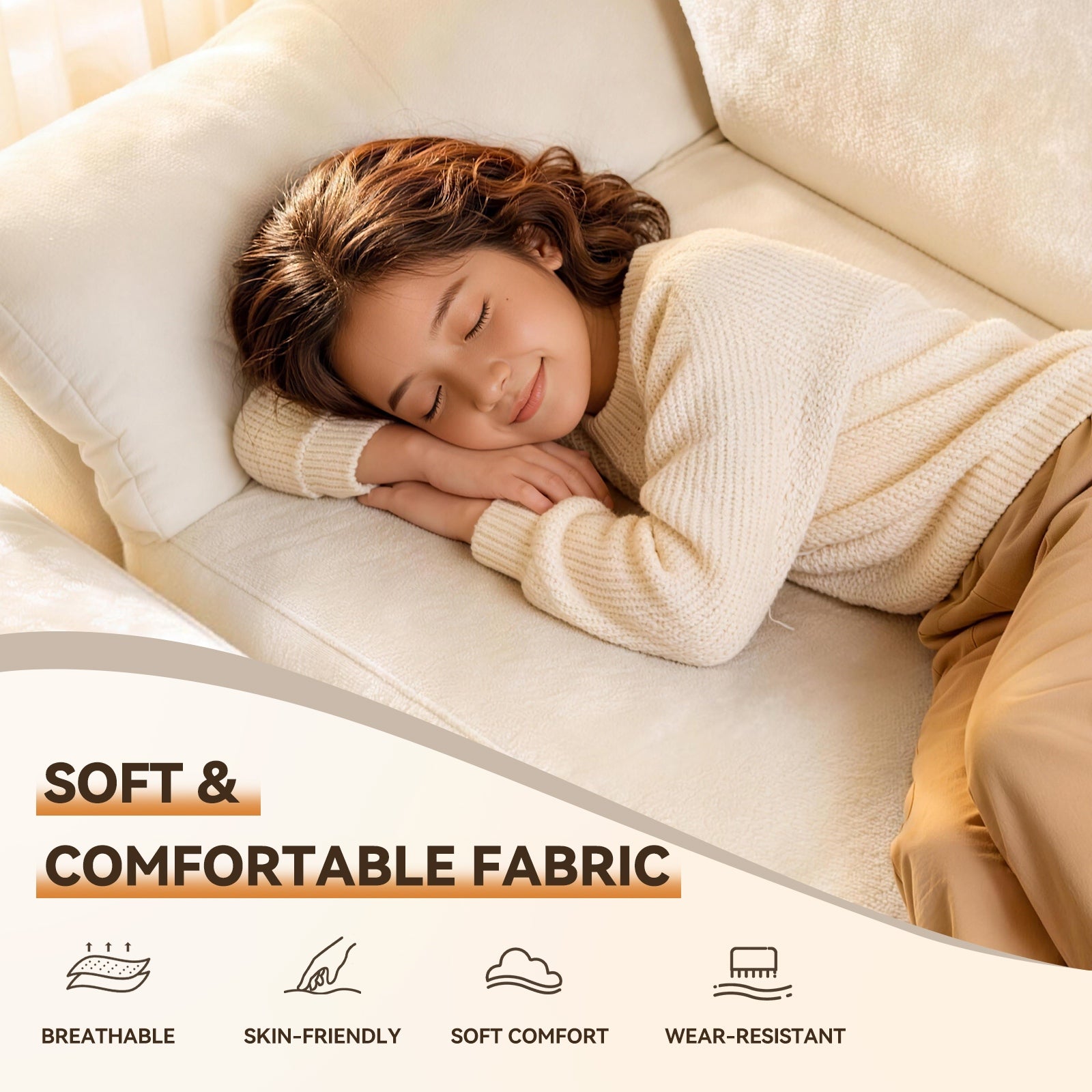 5 Seats U-shaped Sectional Sofa Boneless Couch Cloud Comfy Modular Sofa, Flexible Combination, Installation Free