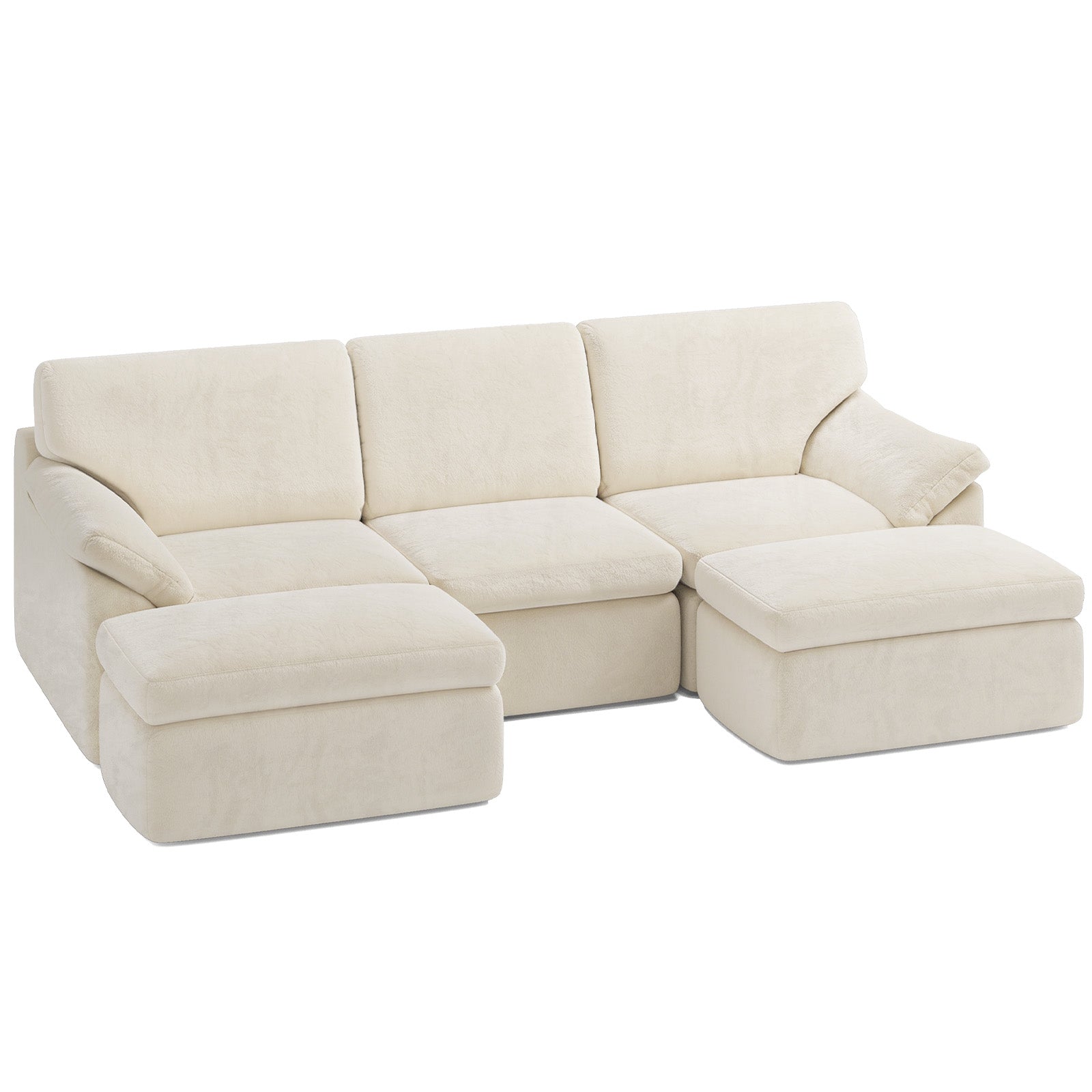 5 Seats U-shaped Sectional Sofa Boneless Couch Cloud Comfy Modular Sofa, Flexible Combination, Installation Free