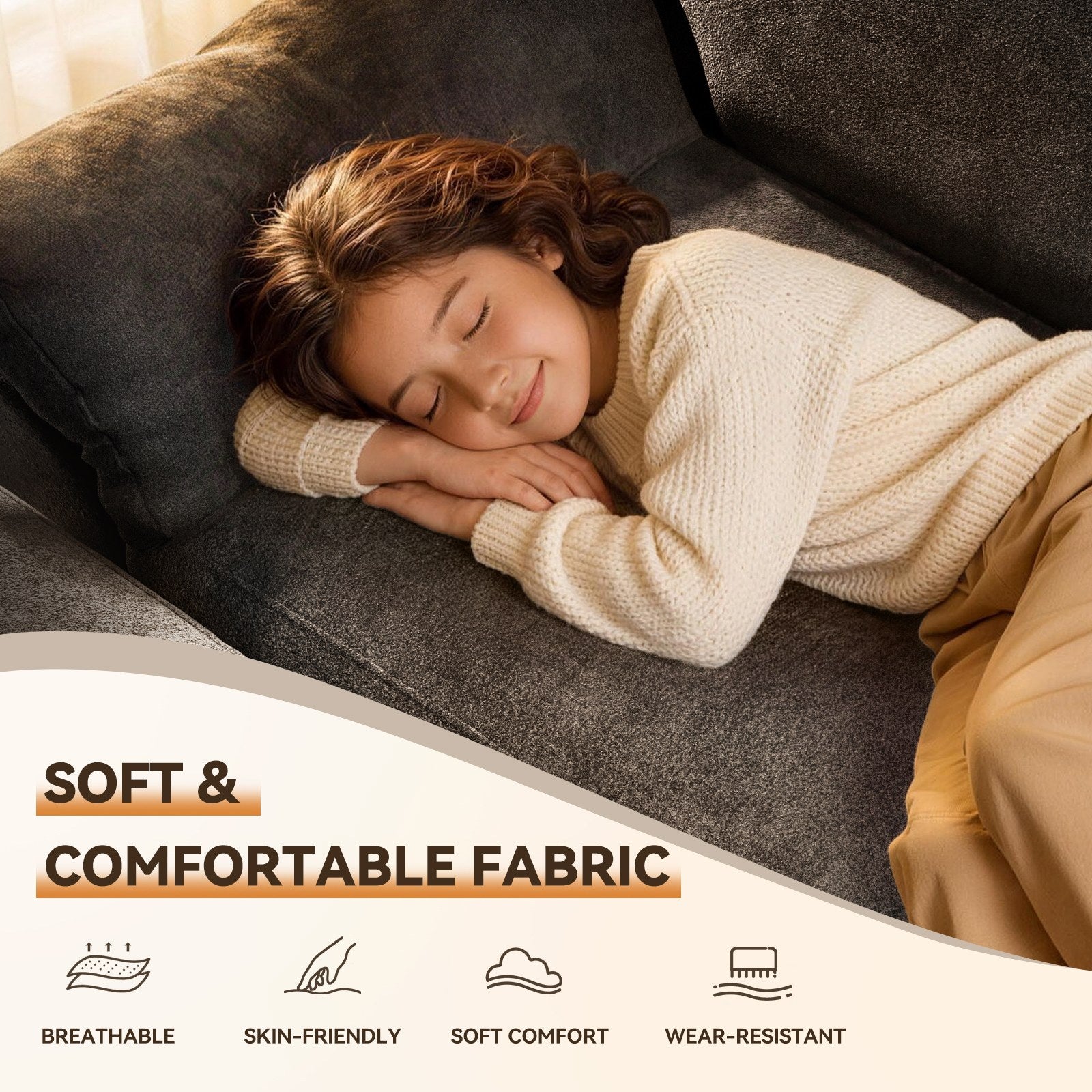 5 Seats U-shaped Sectional Sofa Boneless Couch Cloud Comfy Modular Sofa, Flexible Combination, Installation Free