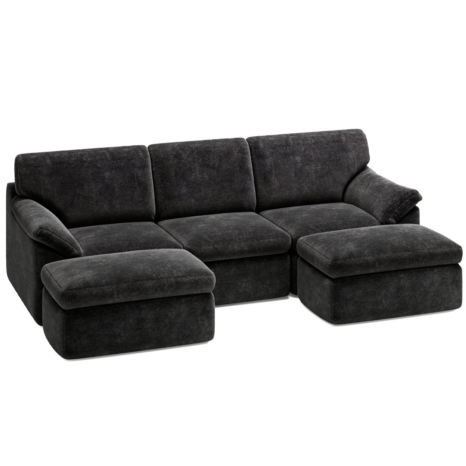 5 Seats U-shaped Sectional Sofa Boneless Couch Cloud Comfy Modular Sofa, Flexible Combination, Installation Free