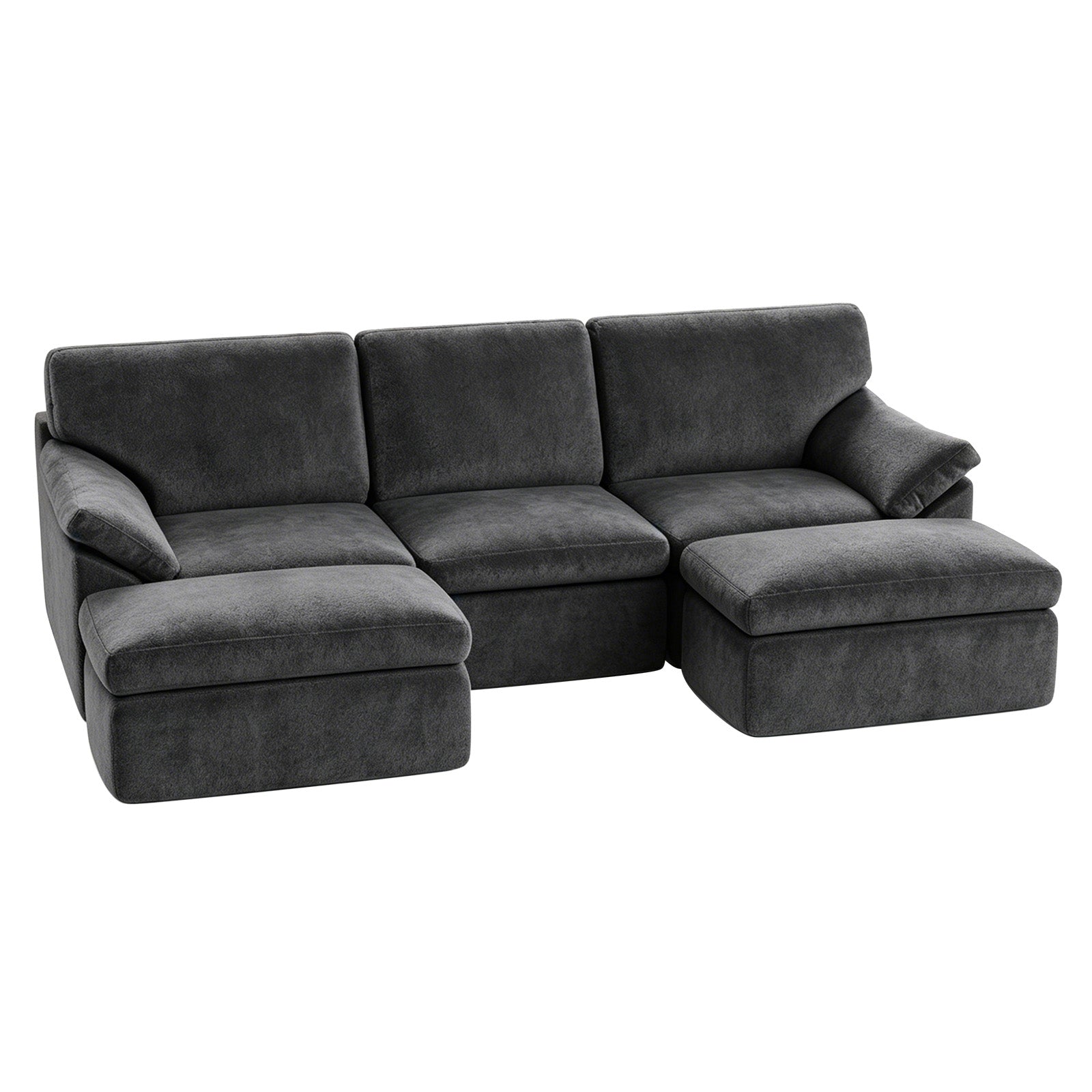 5 Seats U-shaped Sectional Sofa Boneless Couch Cloud Comfy Modular Sofa, Flexible Combination, Installation Free