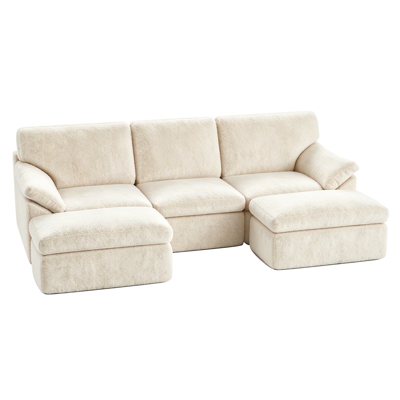 5 Seats U-shaped Sectional Sofa Boneless Couch Cloud Comfy Modular Sofa, Flexible Combination, Installation Free