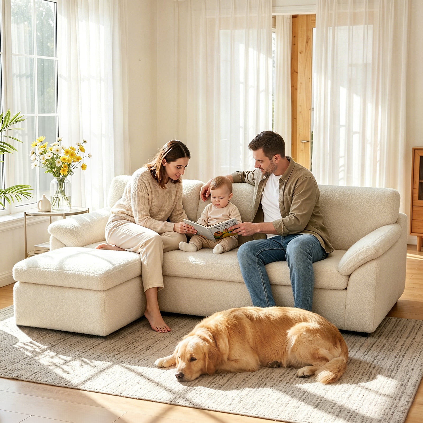 5 Seats U-shaped Sectional Sofa Boneless Couch Cloud Comfy Modular Sofa, Flexible Combination, Installation Free