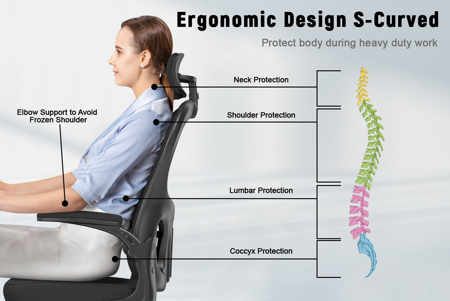 Office Chair Ergonomic Desk Chair, Executive Swivel Computer Chair with Padded Seat Cushion for Home/Office, Max Load 150kg