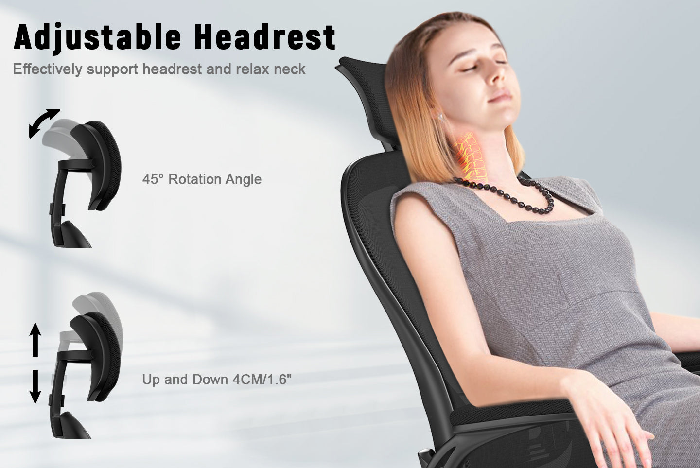 Office Chair Ergonomic Desk Chair, Executive Swivel Computer Chair with Padded Seat Cushion for Home/Office, Max Load 150kg