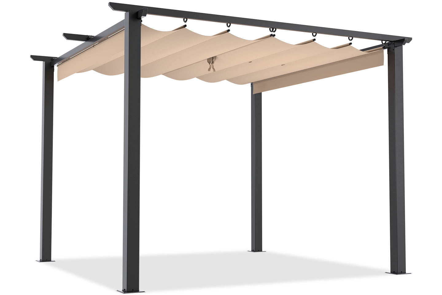 3x3M Outdoor Retractable Pergola with Canopy Patio Metal Shelter for Garden Gazebo Beige