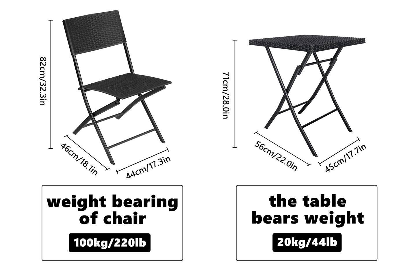 3 Pieces Rattan Bistro Sets Foldable Bistro Table Set Outdoor Furnitur RattanTree UK